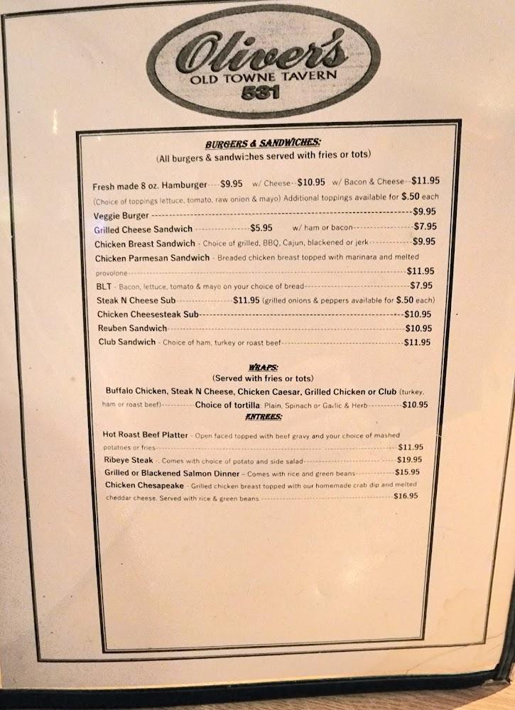 Oliver's Old Town Tavern Menu image 3